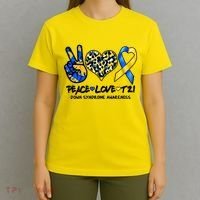 Cool Peace Love T21 Down Syndrome Awareness Support T-Shirt thumb 4