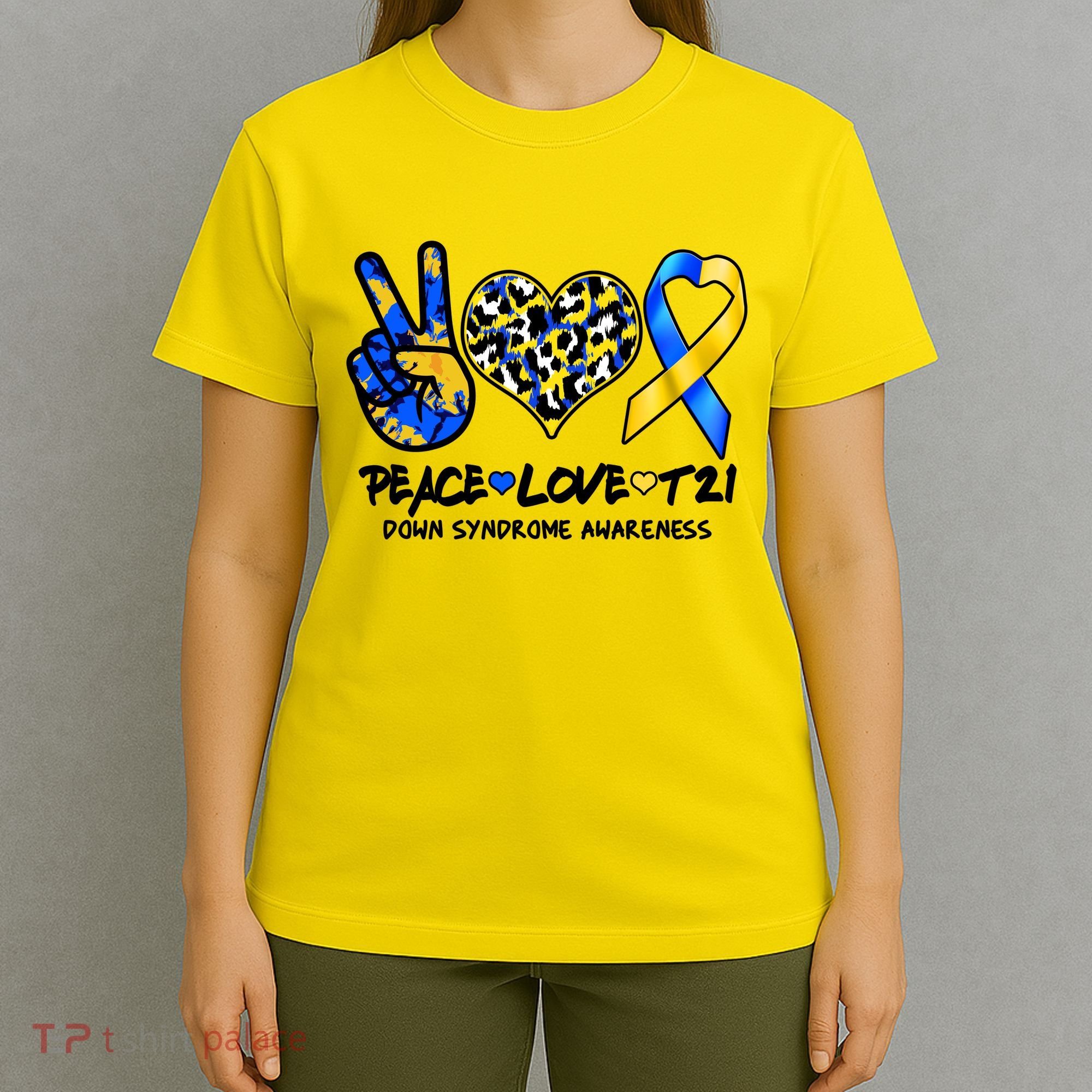 Cool Peace Love T21 Down Syndrome Awareness Support T-Shirt