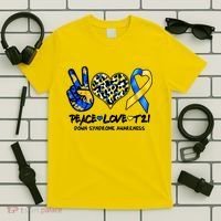 Cool Peace Love T21 Down Syndrome Awareness Support T-Shirt thumb 5