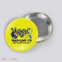 Cool Peace Love T21 Down Syndrome Awareness Support Button thumb 0