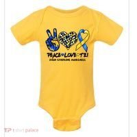 Cool Peace Love T21 Down Syndrome Awareness Support Baby Bodysuit thumb 0
