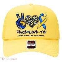 Cool Peace Love T21 Down Syndrome Awareness Support Hat thumb 0