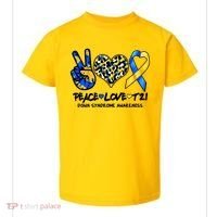 Cool Peace Love T21 Down Syndrome Awareness Support Toddler T-Shirt thumb 0