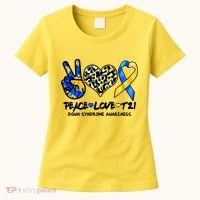 Cool Peace Love T21 Down Syndrome Awareness Support Women's T-Shirt thumb 0