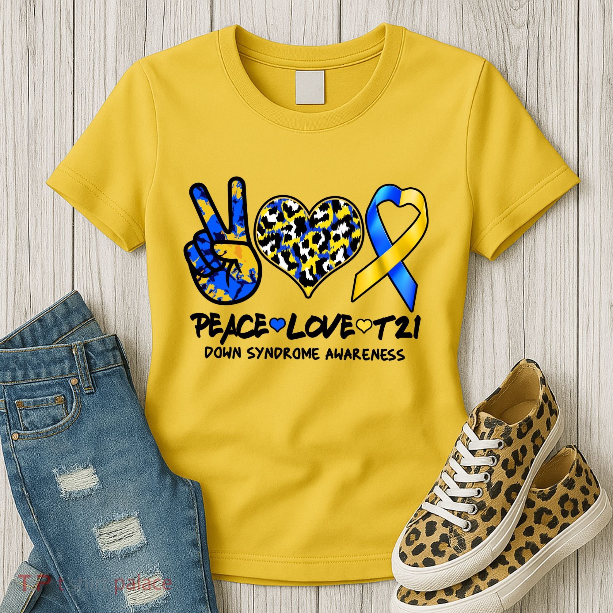 Cool Peace Love T21 Down Syndrome Awareness Support Women's T-Shirt
