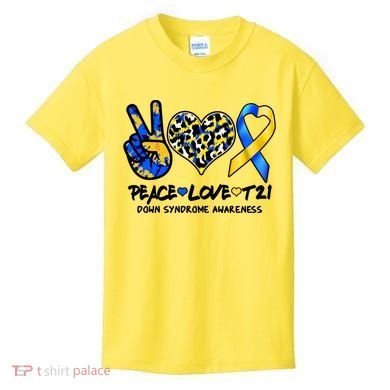 Cool Peace Love T21 Down Syndrome Awareness Support Kids T-Shirt