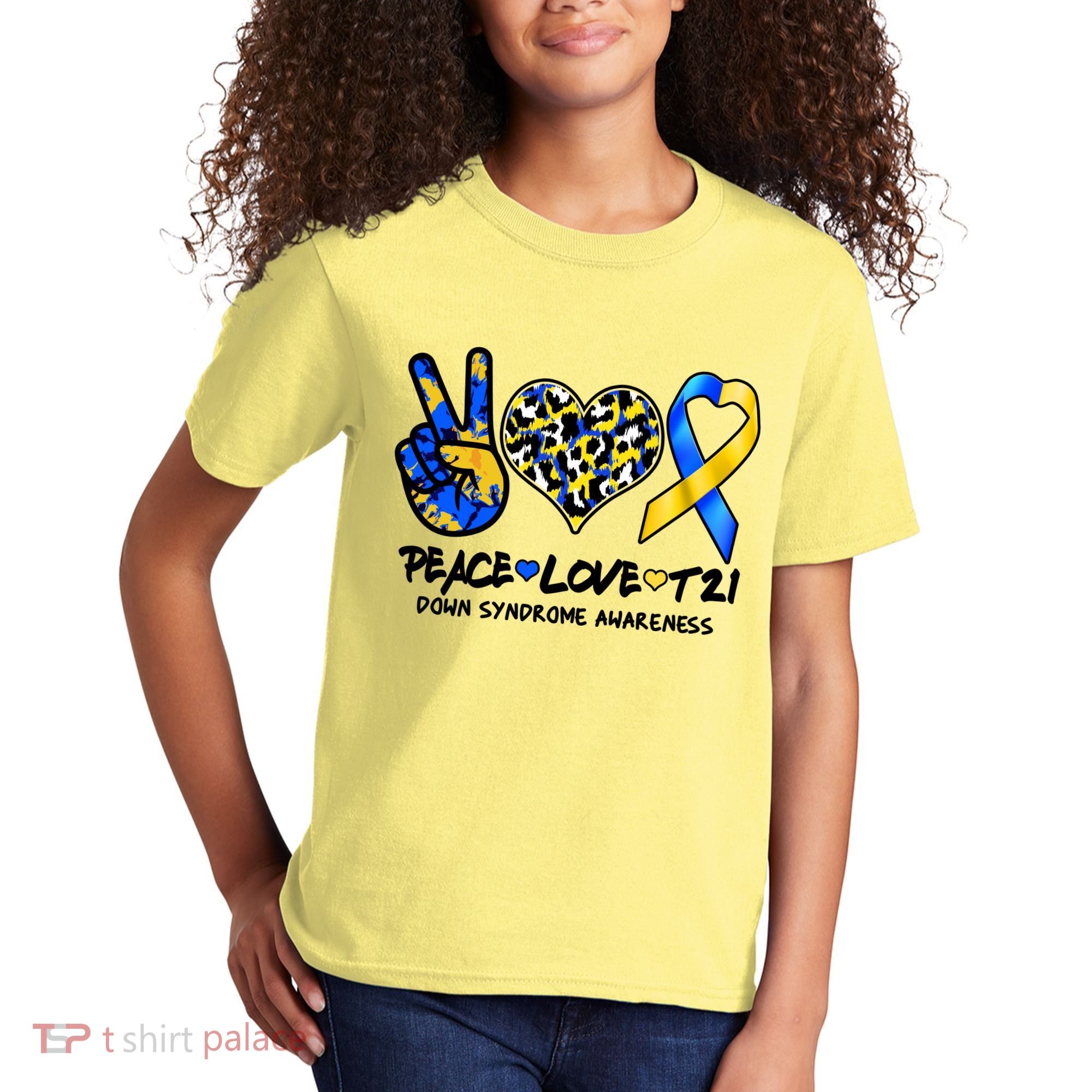 Cool Peace Love T21 Down Syndrome Awareness Support Kids T-Shirt