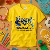Cool Peace Love T21 Down Syndrome Awareness Support Kids T-Shirt thumb 3