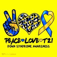 Cool Peace Love T21 Down Syndrome Awareness Support Kids T-Shirt thumb 4