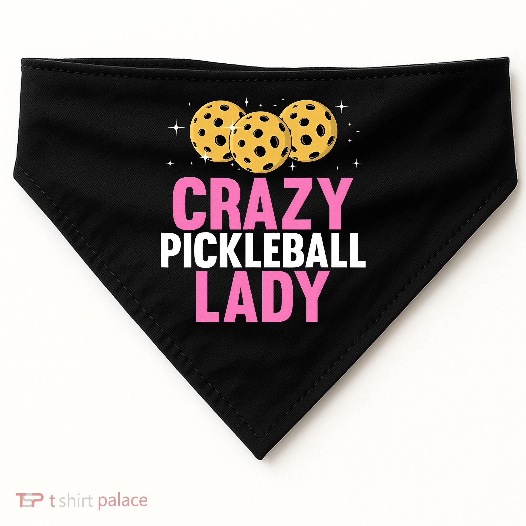 Crazy Pickleball Lady Funny Pickleball Gifts for  USA-Made Doggie Bandana
