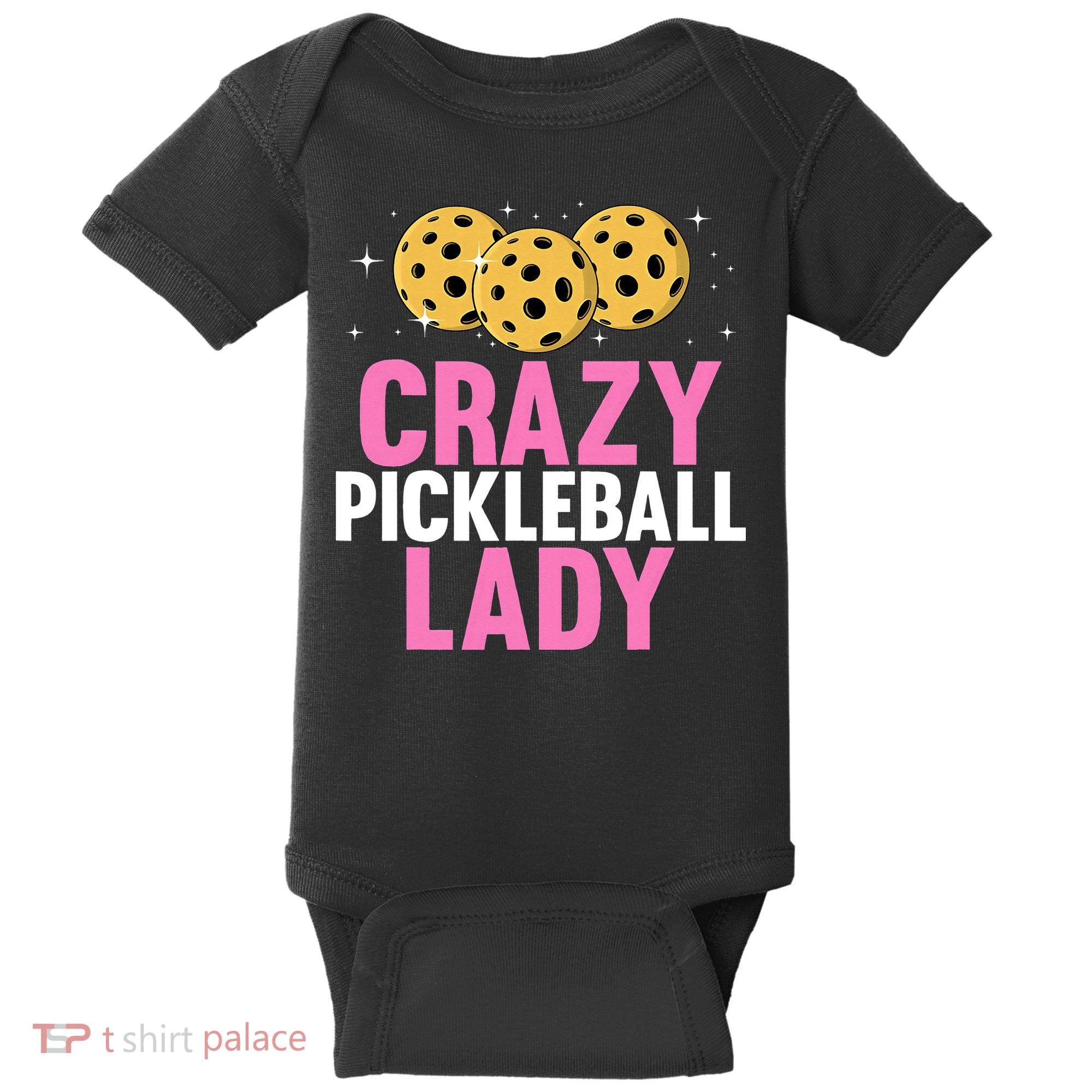 Crazy Pickleball Lady Funny Pickleball Gifts for  Baby Bodysuit