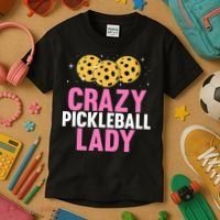 Crazy Pickleball Lady Funny Pickleball Gifts for  Kids T-Shirt thumb 3
