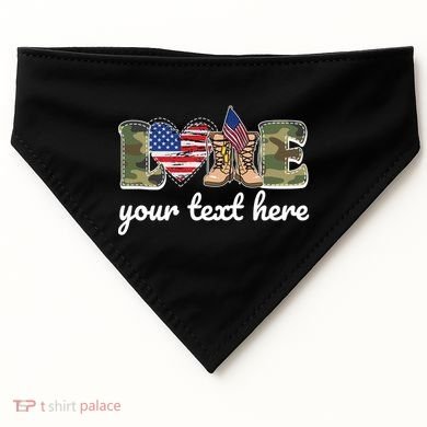 Custom Personalized Love Military USA-Made Doggie Bandana