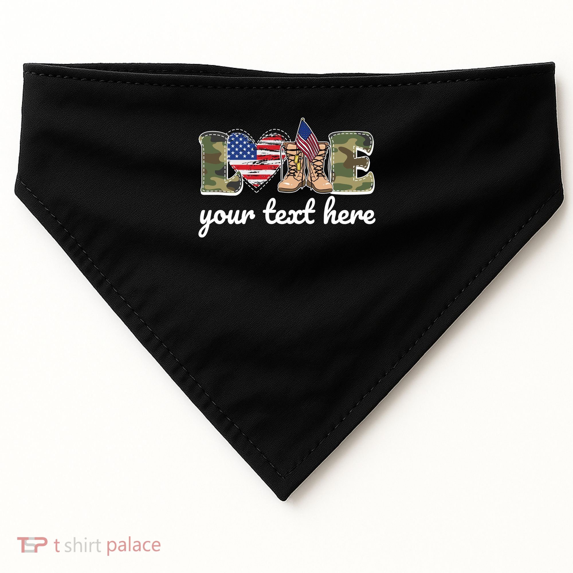 Custom Personalized Love Military USA-Made Doggie Bandana