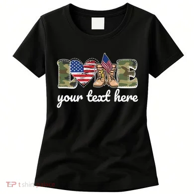 Custom Personalized Love Military Women's T-Shirt