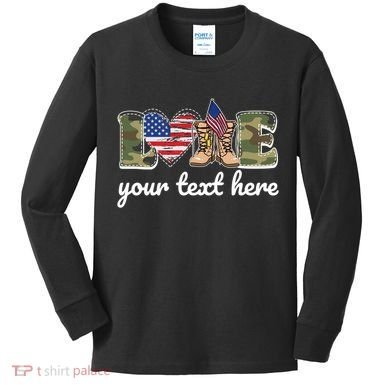 Custom Personalized Love Military Kids Long Sleeve Shirt