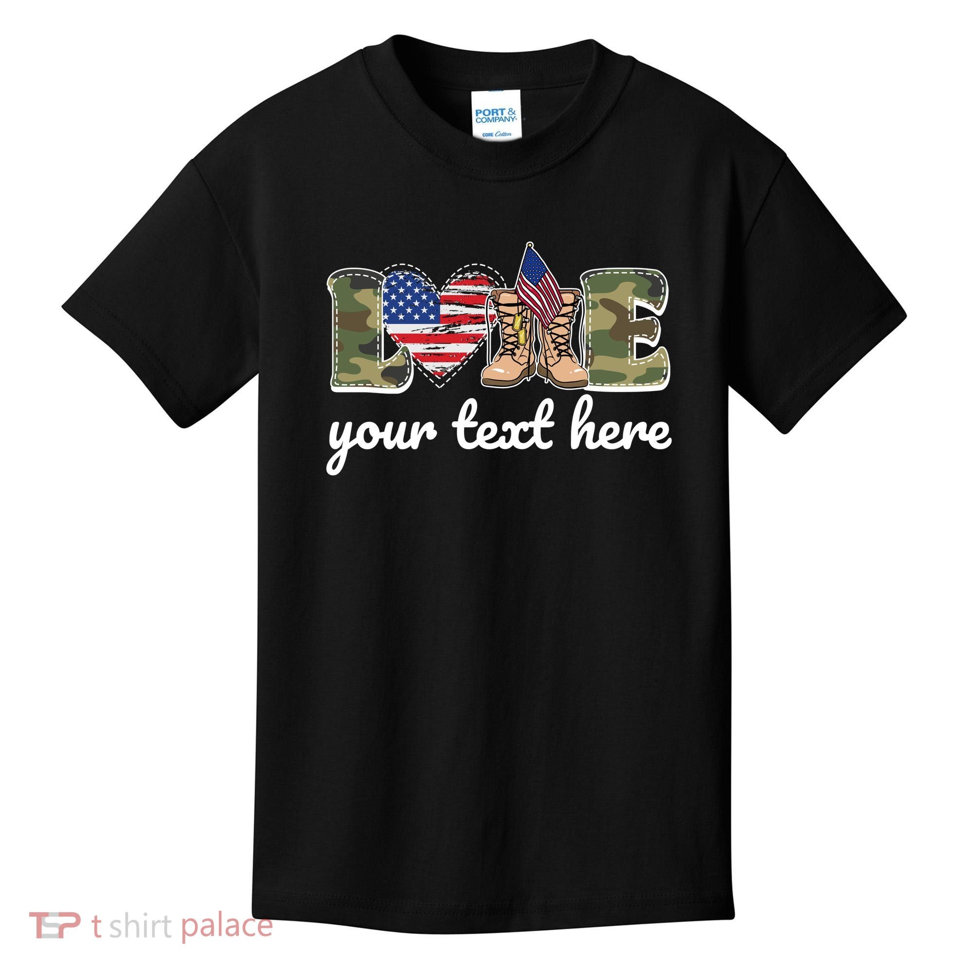 Custom Personalized Love Military Kids T-Shirt