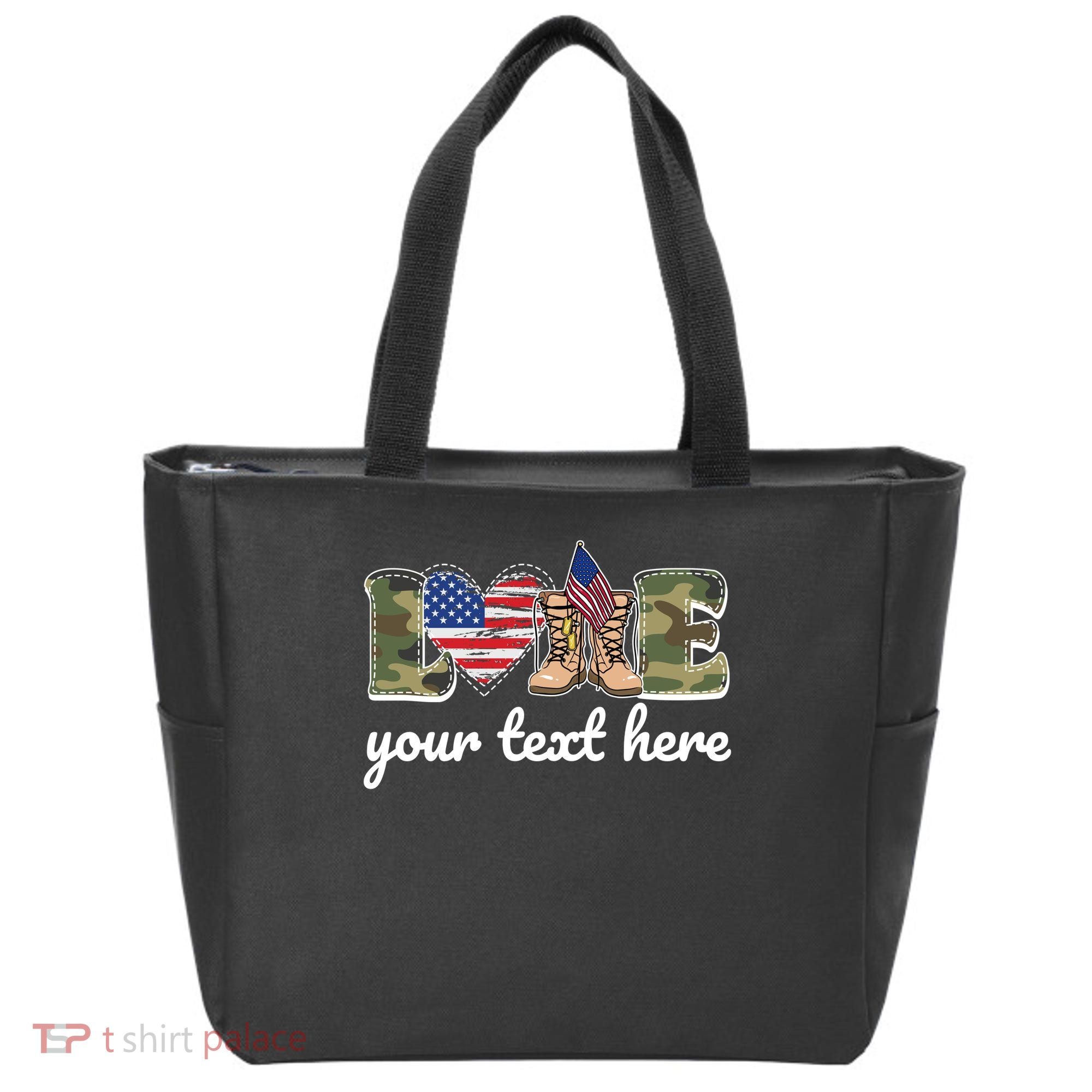 Custom Personalized Love Military Tote Bag