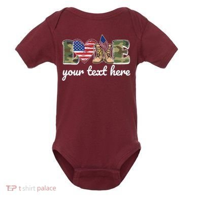 Custom Personalized Love Military Baby Bodysuit