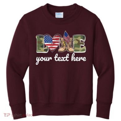 Custom Personalized Love Military Kids Sweatshirt
