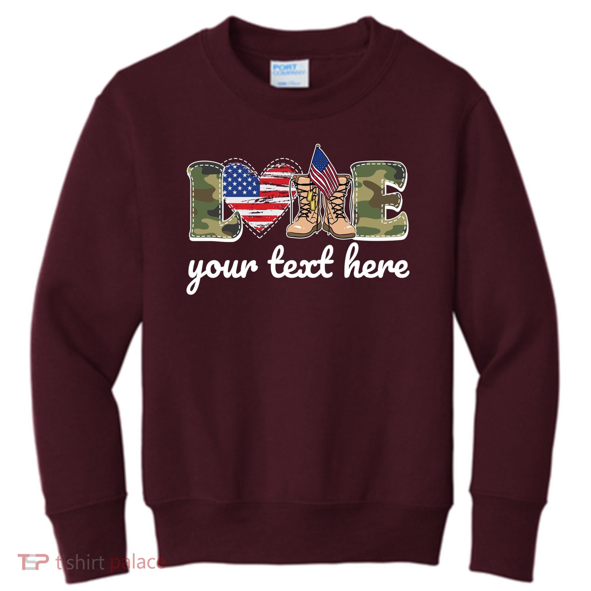 Custom Personalized Love Military Kids Sweatshirt