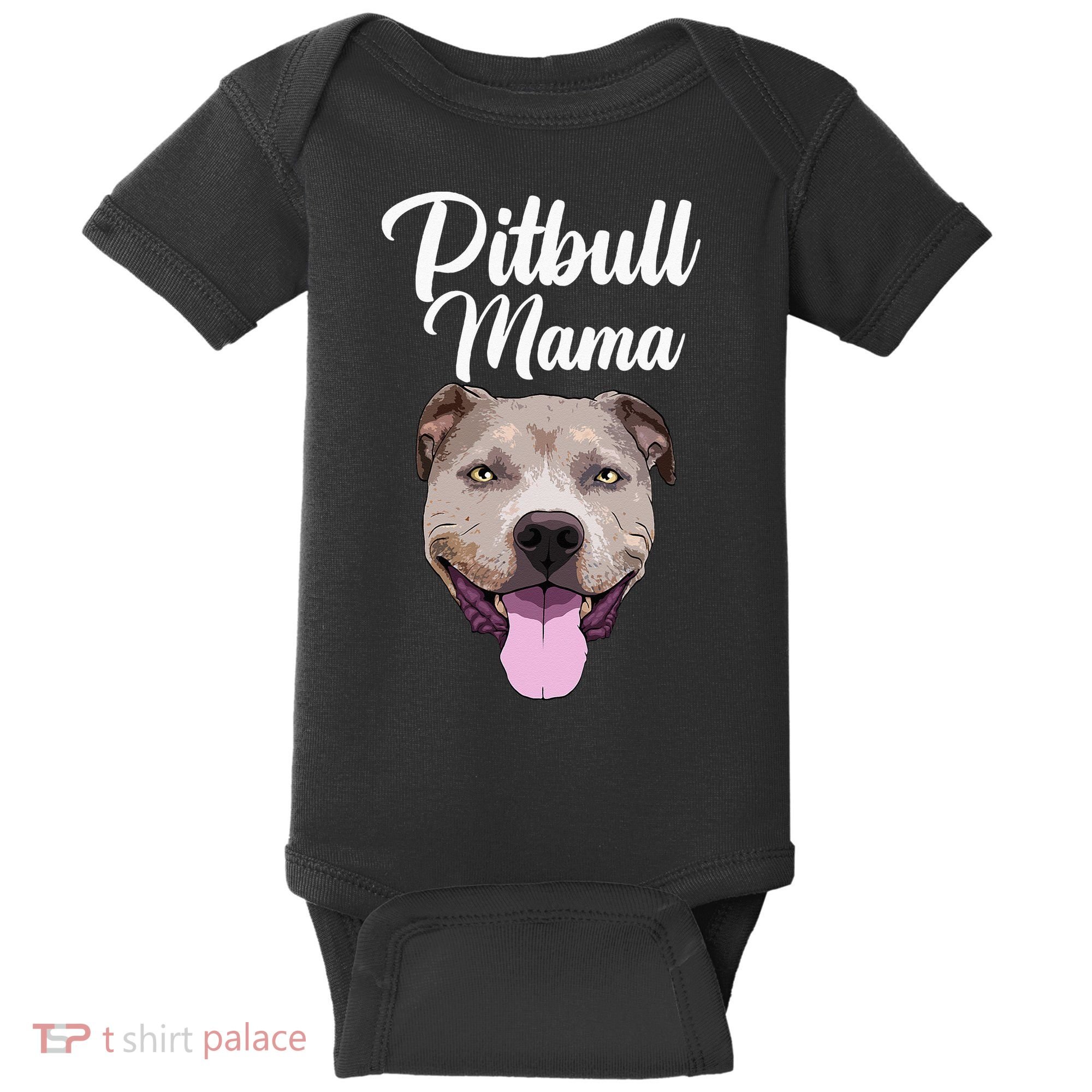 Cool Pitbull Mom For Women Mama Pitbull Owner Dog Lover Baby Bodysuit
