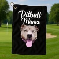 Cool Pitbull Mom For Women Mama Pitbull Owner Dog Lover Golf Towel thumb 1