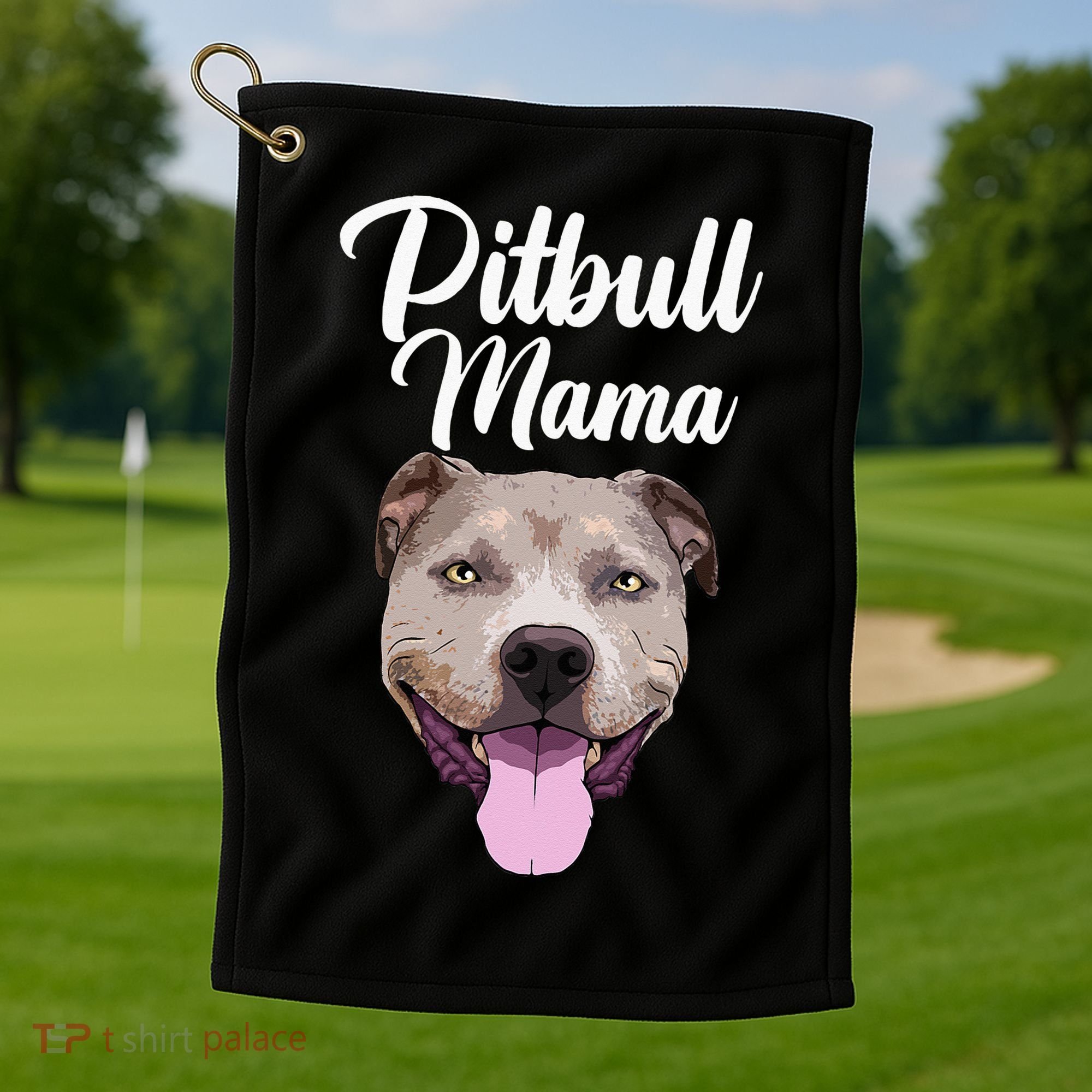 Cool Pitbull Mom For Women Mama Pitbull Owner Dog Lover Golf Towel