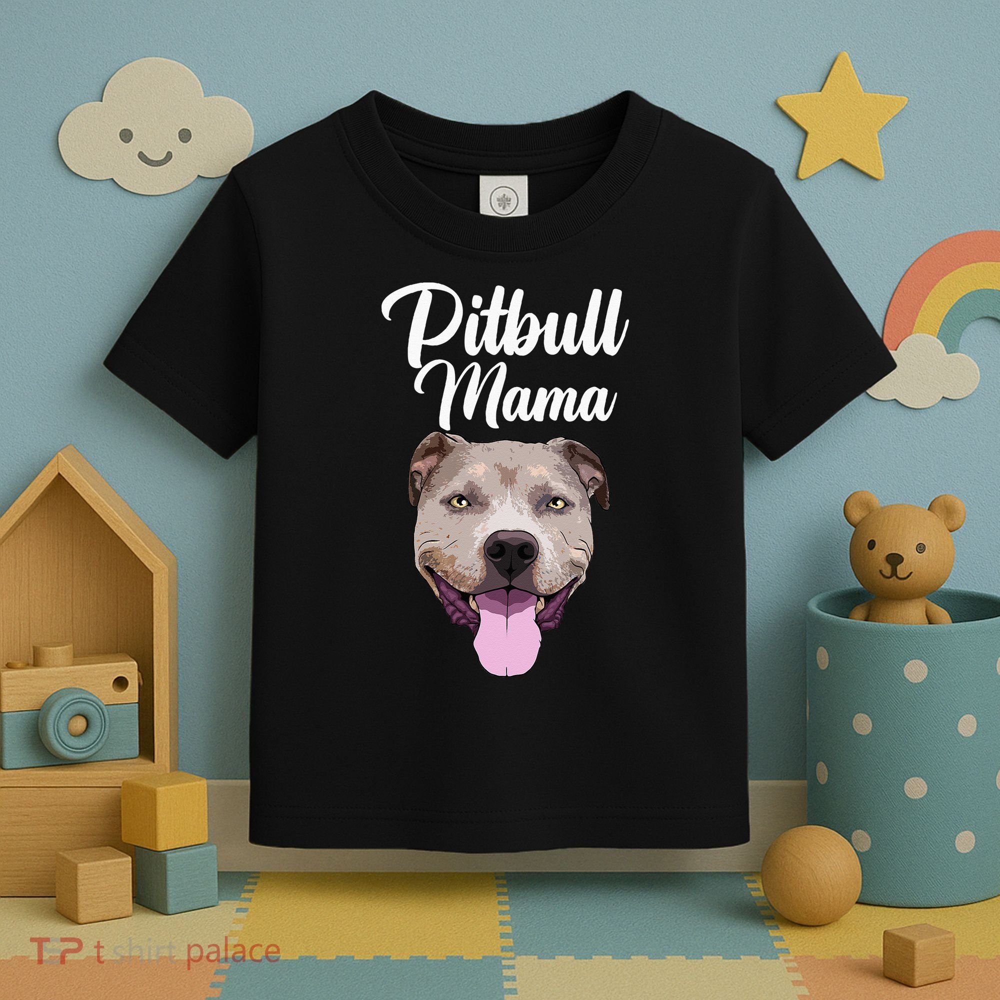Cool Pitbull Mom For Women Mama Pitbull Owner Dog Lover Toddler T-Shirt