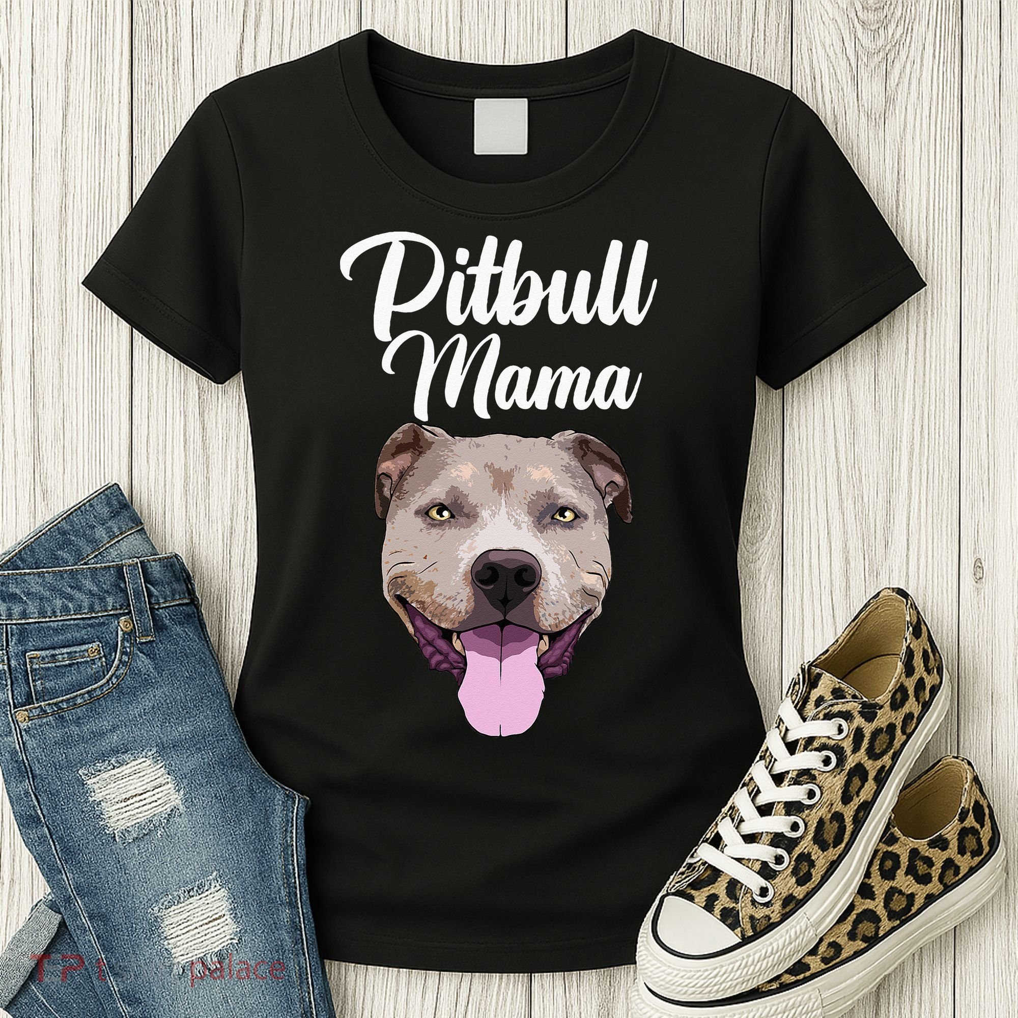 Cool Pitbull Mom For Women Mama Pitbull Owner Dog Lover Women's T-Shirt