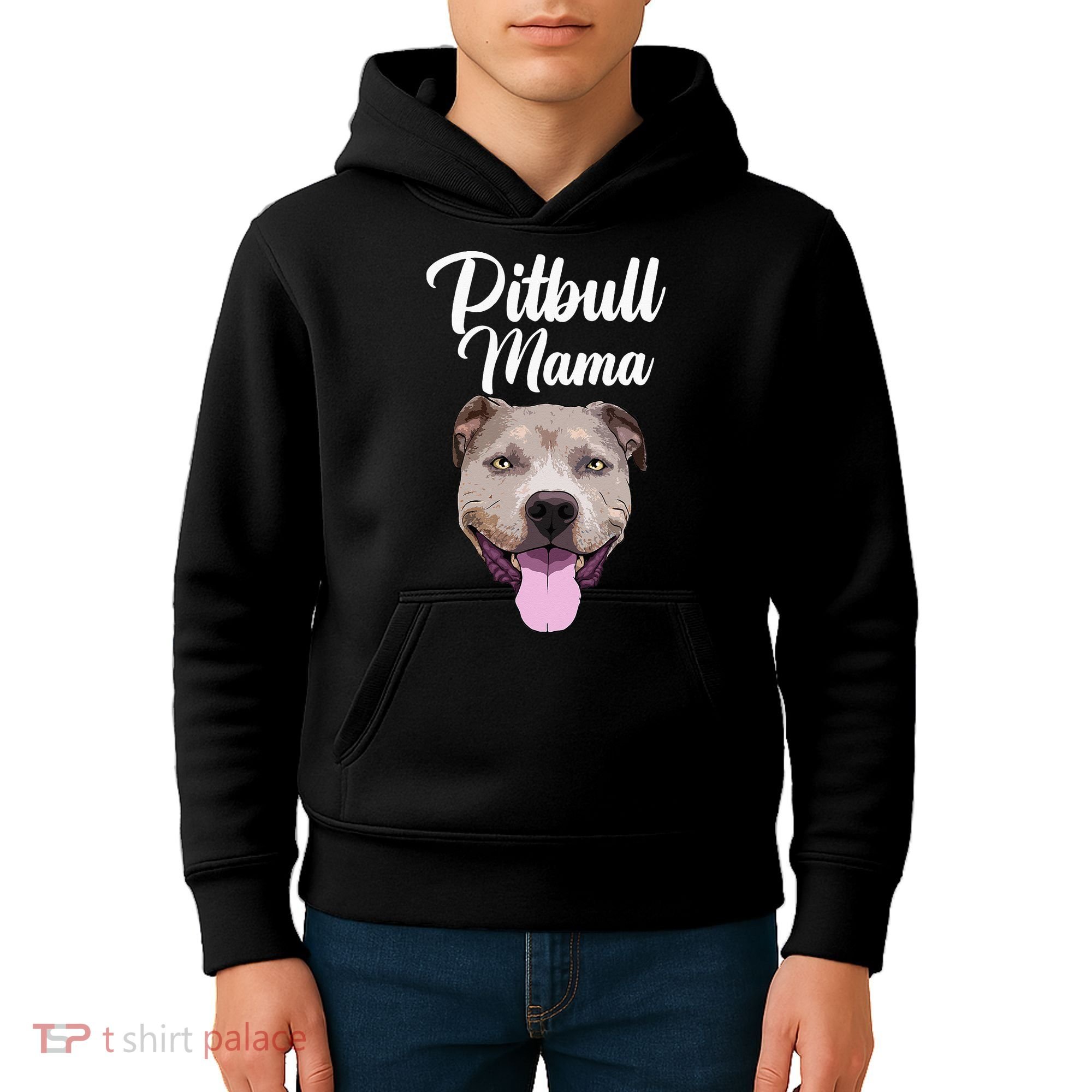 Cool Pitbull Mom For Women Mama Pitbull Owner Dog Lover Kids Hoodie