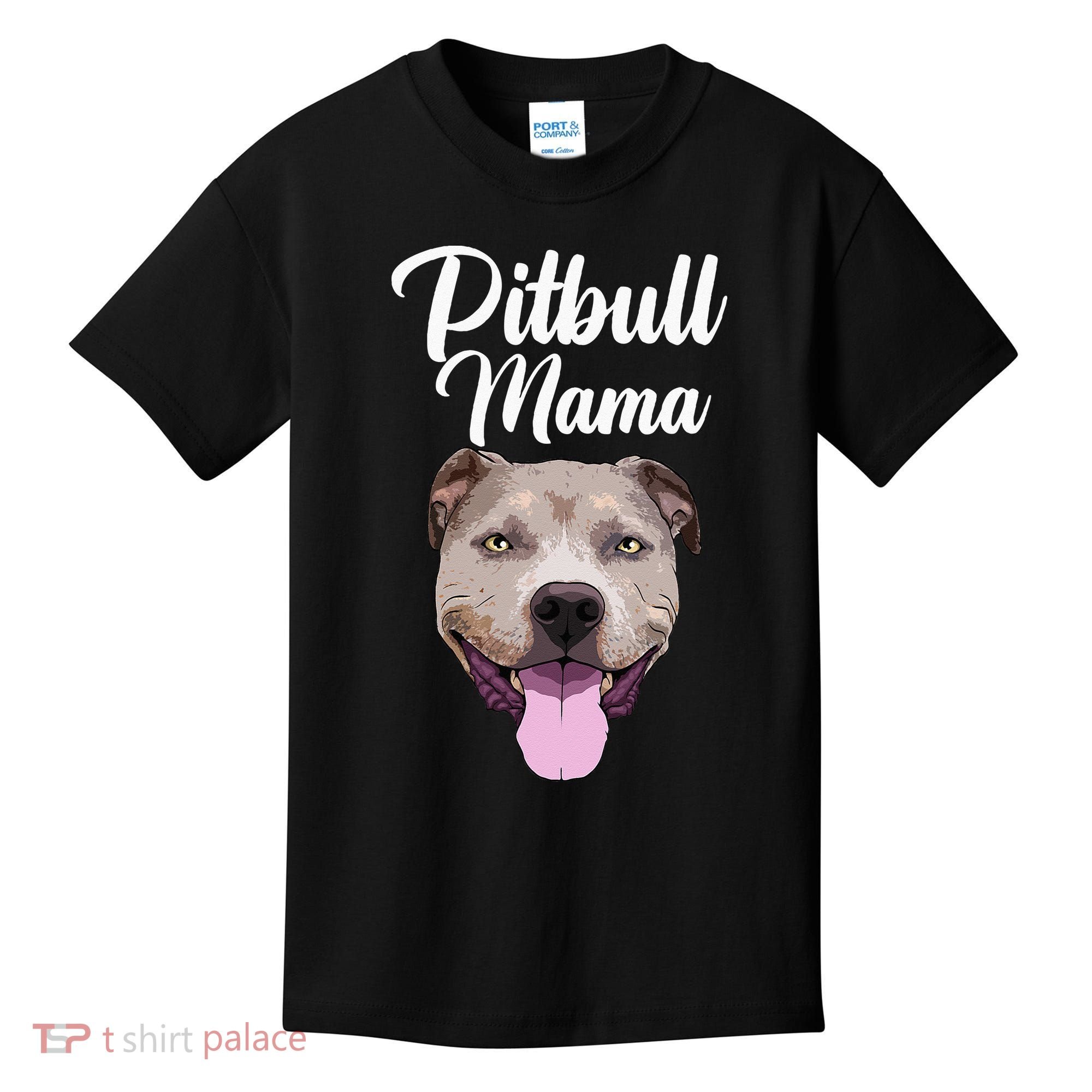 Cool Pitbull Mom For Women Mama Pitbull Owner Dog Lover Kids T-Shirt