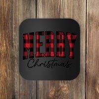 Cool Plaid Merry Christmas Coaster thumb 0