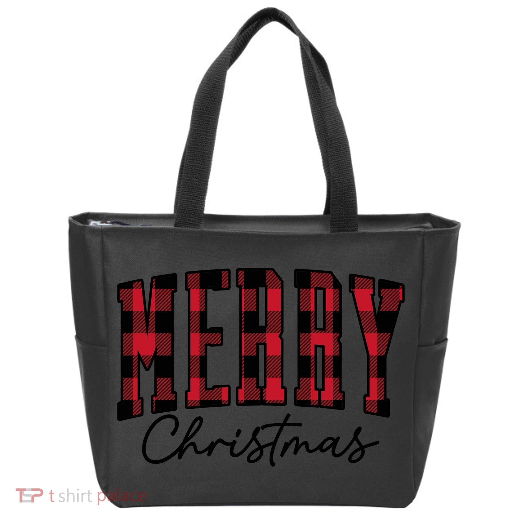Cool Plaid Merry Christmas Tote Bag