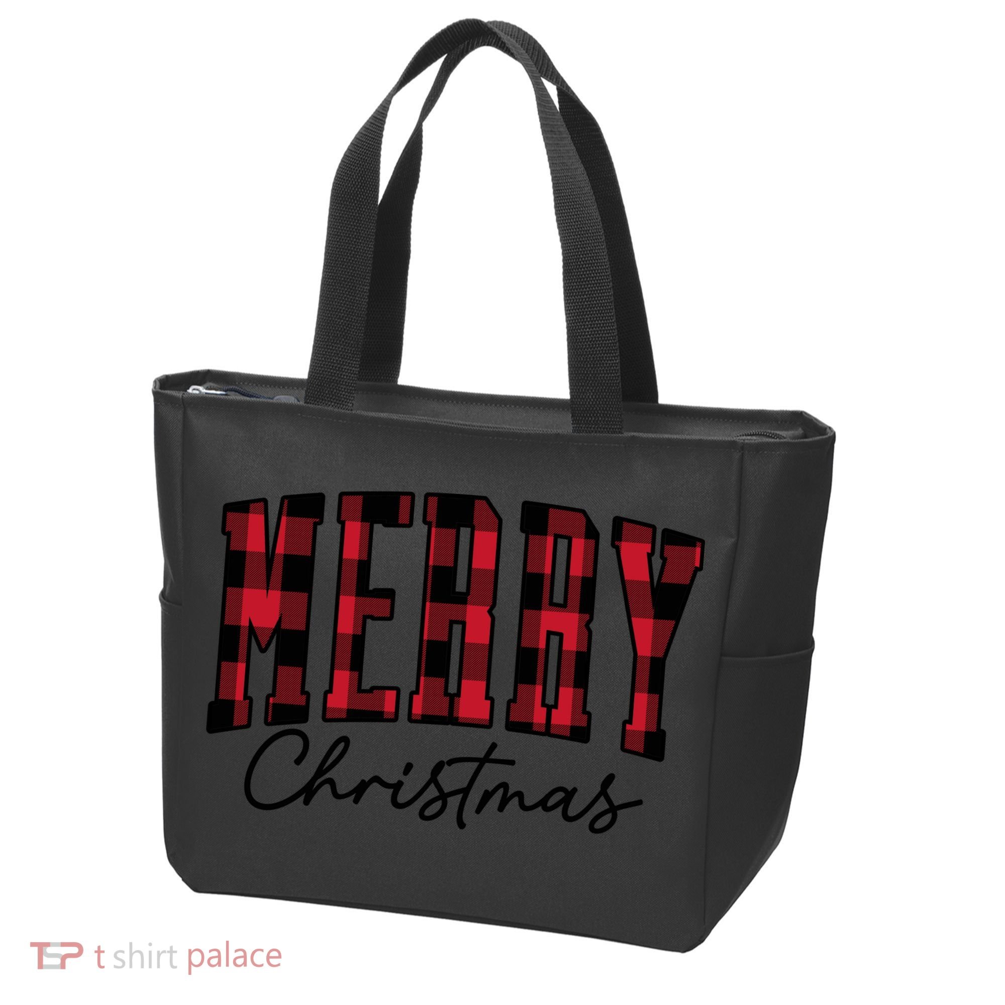 Cool Plaid Merry Christmas Tote Bag