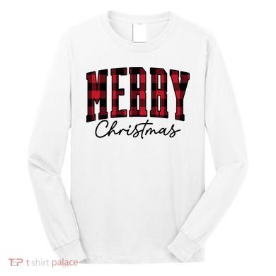 Cool Plaid Merry Christmas Long Sleeve Shirt