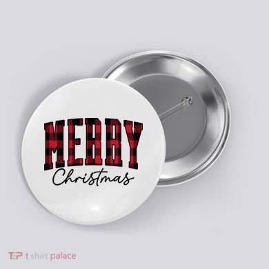 Cool Plaid Merry Christmas Button