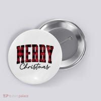 Cool Plaid Merry Christmas Button thumb 0