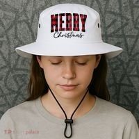 Cool Plaid Merry Christmas Bucket Hat thumb 3