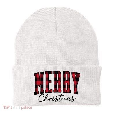 Cool Plaid Merry Christmas Beanie