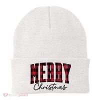 Cool Plaid Merry Christmas Beanie thumb 0