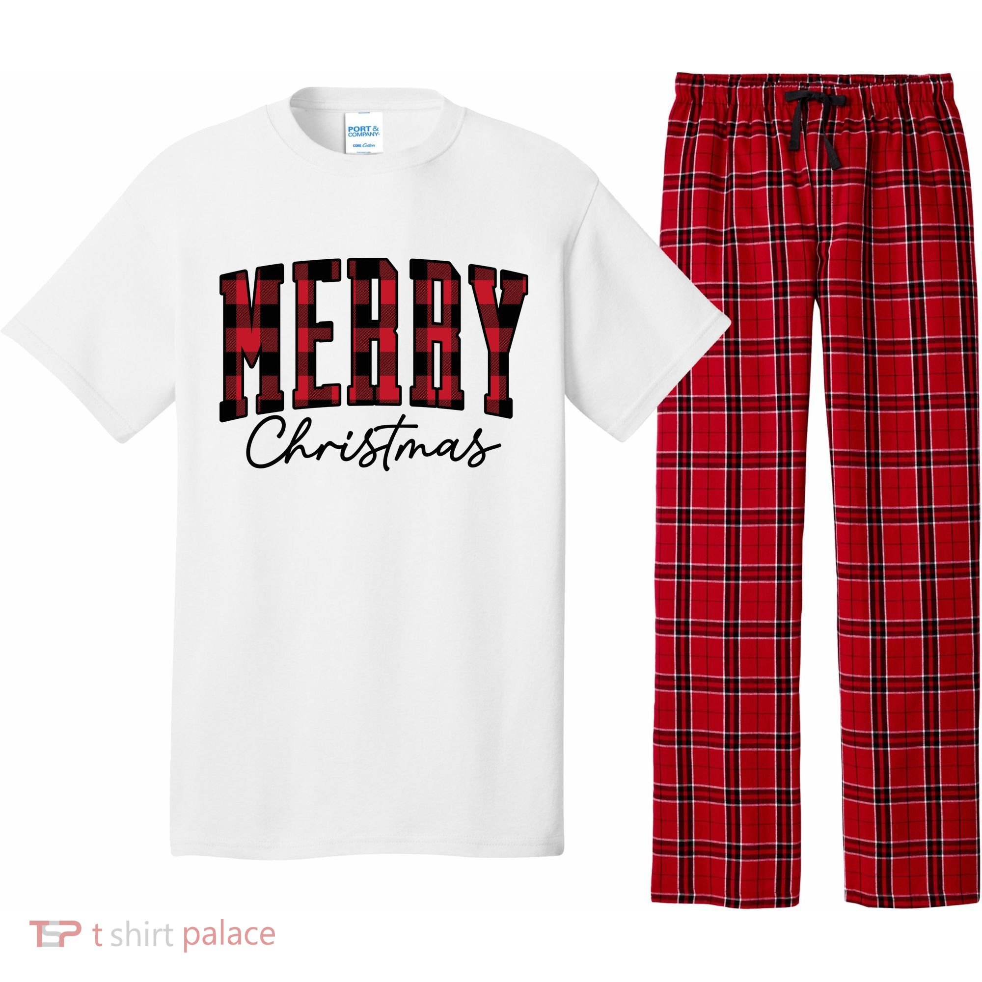 Cool Plaid Merry Christmas Pajama Set
