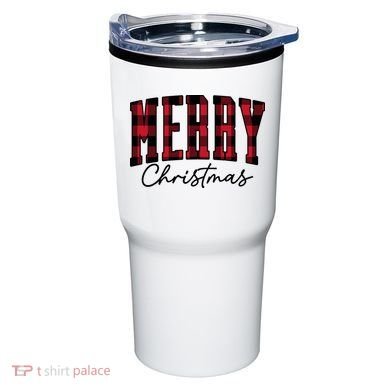 Cool Plaid Merry Christmas Tumbler