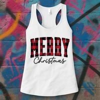 Cool Plaid Merry Christmas Women's Tank Top thumb 3
