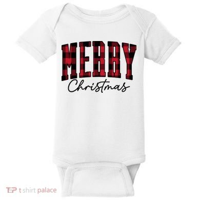 Cool Plaid Merry Christmas Baby Bodysuit