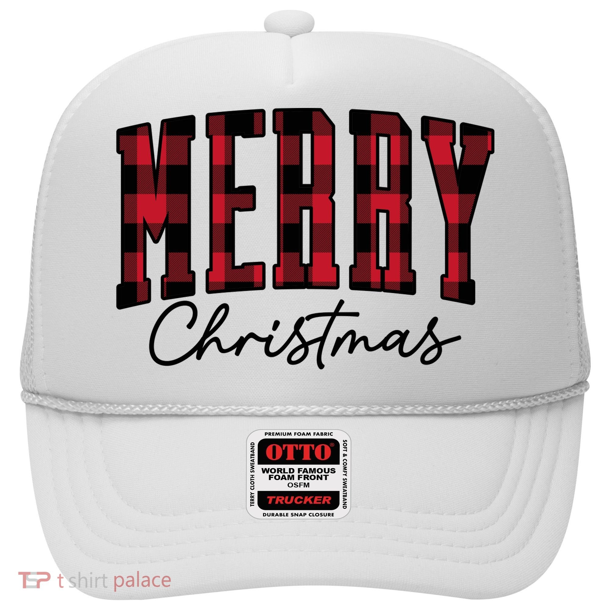Cool Plaid Merry Christmas Hat