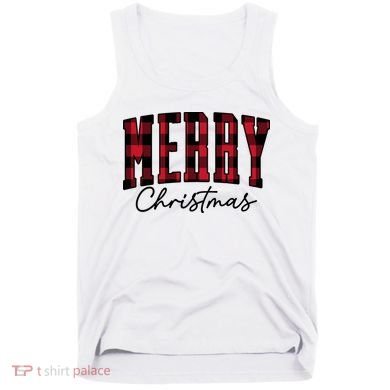 Cool Plaid Merry Christmas Tank Top