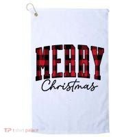 Cool Plaid Merry Christmas Golf Towel thumb 0