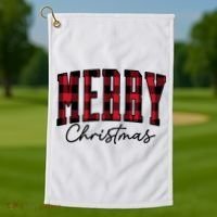 Cool Plaid Merry Christmas Golf Towel thumb 1