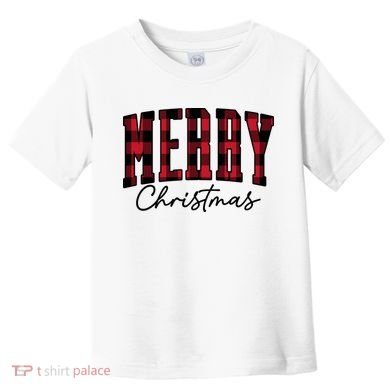 Cool Plaid Merry Christmas Toddler T-Shirt
